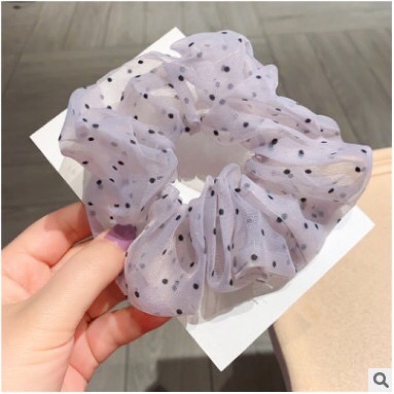 Dây cột tóc, scrunchies chấm bi nhiều màu