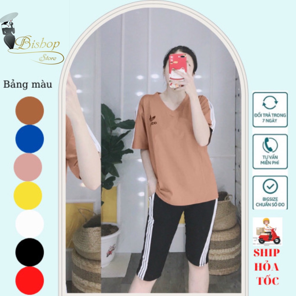 Đồ bộ nữ mặc nhà, set đồ thể thao bigsize, set bộ đồ thun lửng bigsize kiểu dáng thể thao