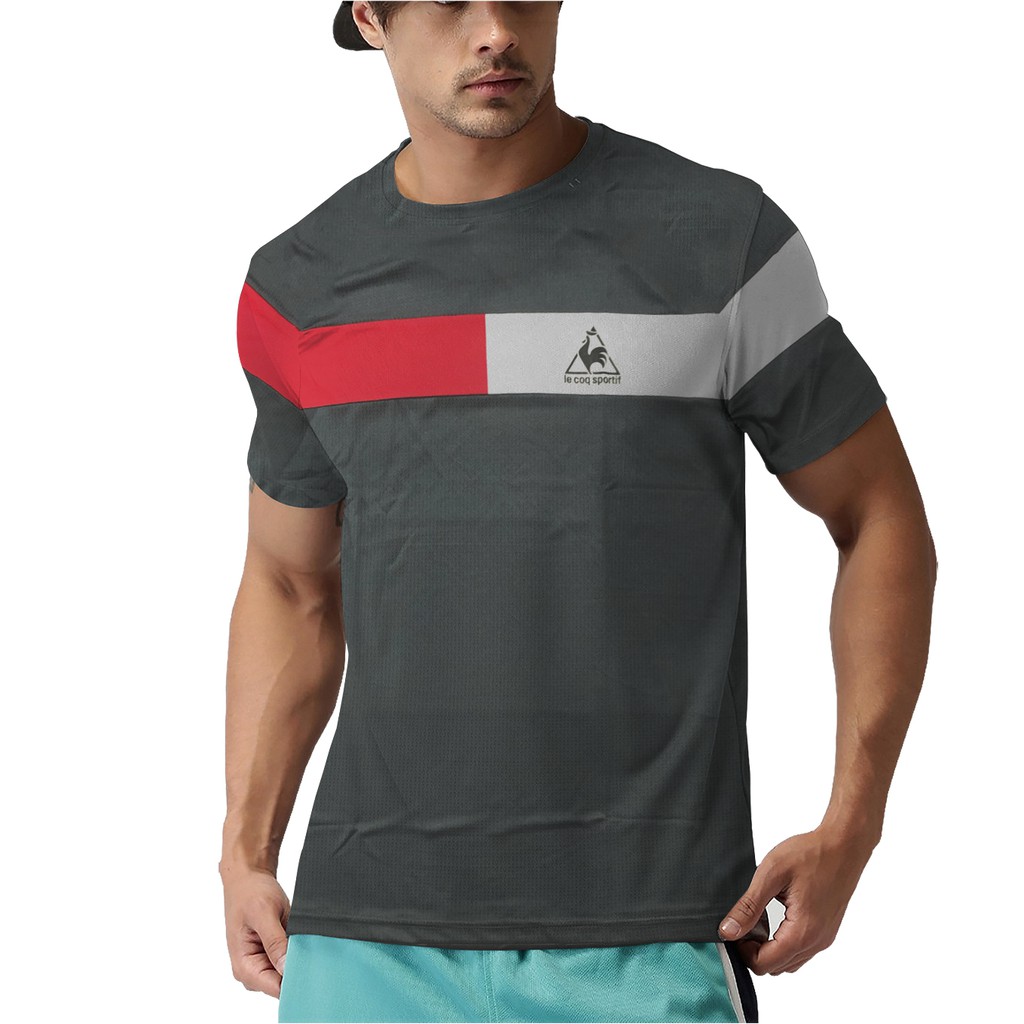 Áo cổ tròn nam Le Coq Sportif chất thun luyện tập thể thao cực thoáng mát, logo giặt bao bền