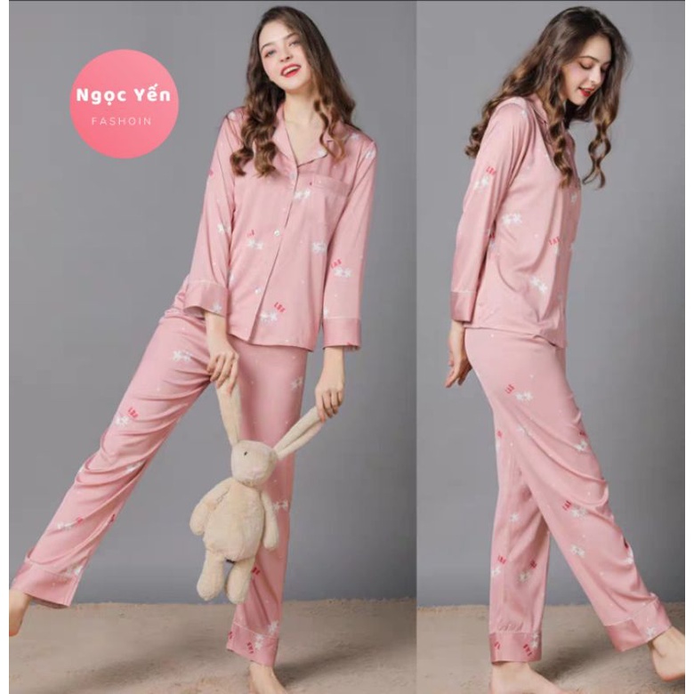 Pyjama đồ bộ dài tay lụa Quảng Châu cao cấp chất lượng | BigBuy360 - bigbuy360.vn