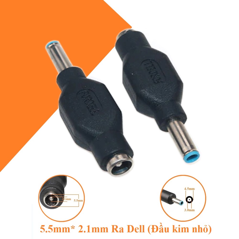 Đầu đổi Laptop 5.5mm* 2.5mm Ra Dell (Đầu kim nhỏ) 4.5mm*3.0mm