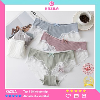 Quần lót nữ cotton dễ thương freesize gen tăm ren nơ, quần lót ren nữ đẹp Kazila QLH18