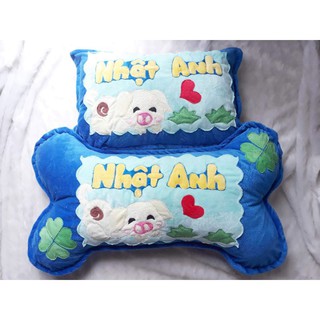 Combo gối handmade cho bé  trang trí theo yêu cầu heo vàng nằm.