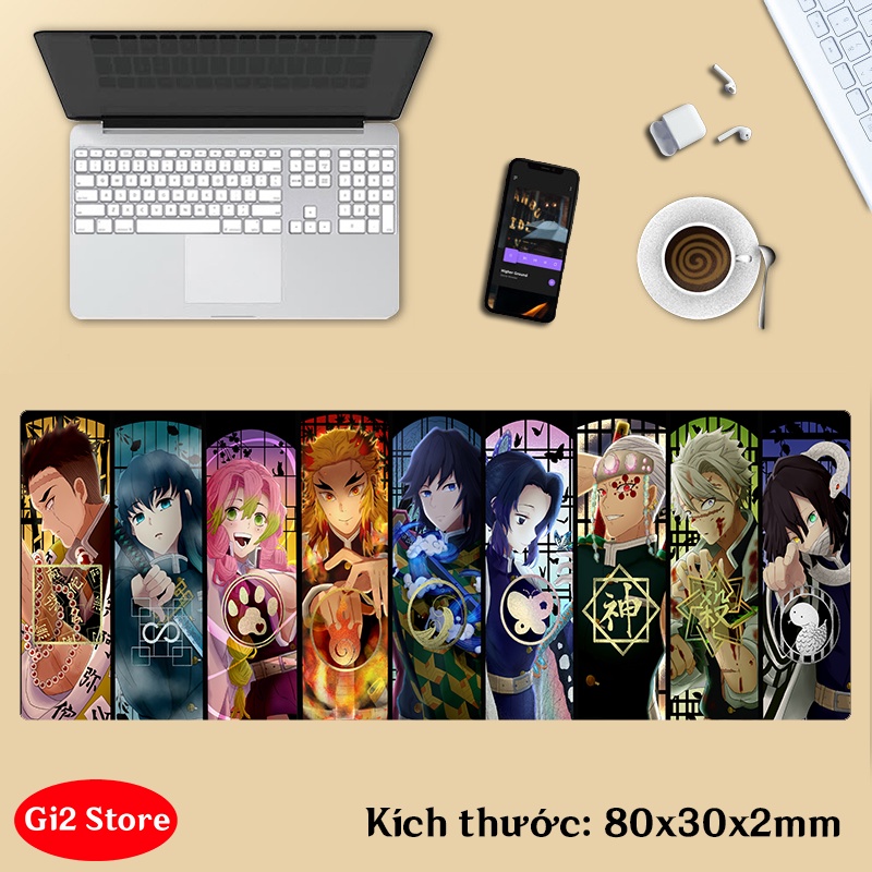 Lót chuột Anime Kimetsu No Yaiba - Diệt Quỷ Cứu Nhân - Demon Slayer cỡ lớn 80x30 in 3D đẹp siêu rẻ (Mẫu mới)