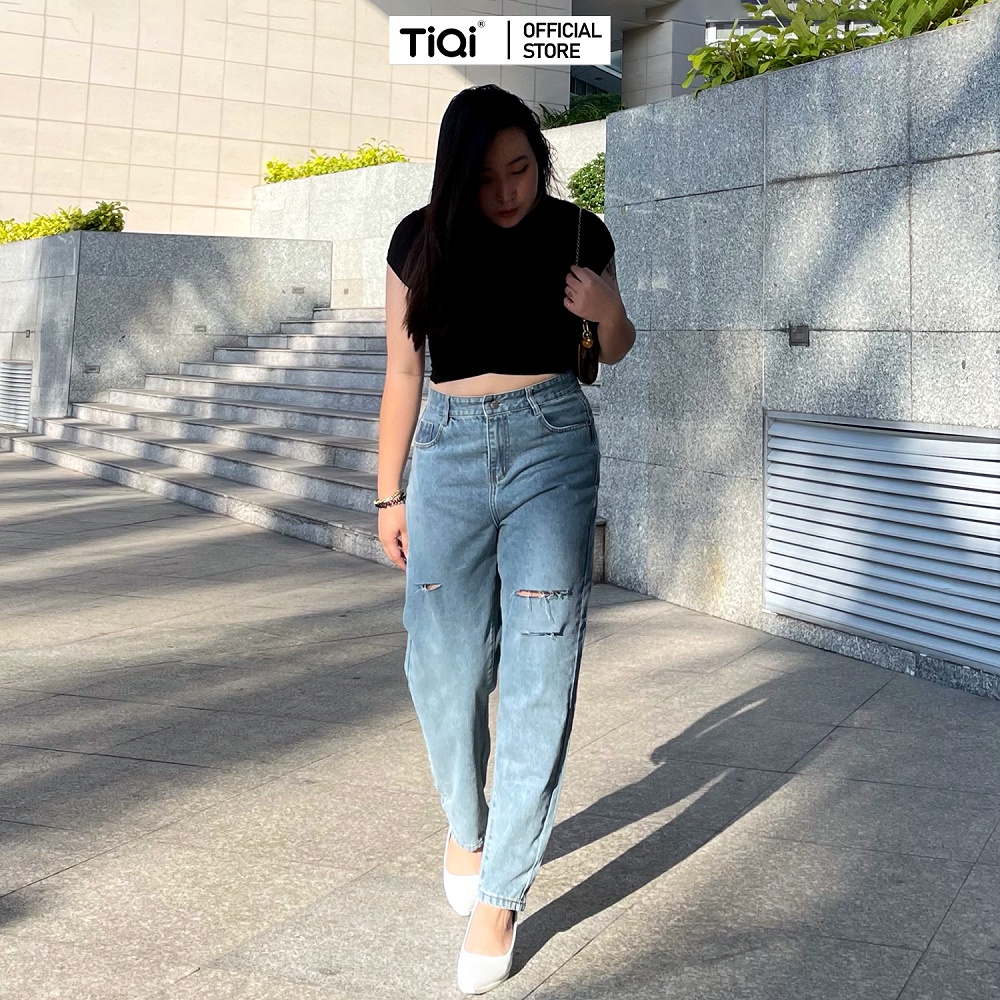 [BIGSIZE] Quần baggy nữ big size vải jean cotton cao cấp lưng cao TiQi Jeans B3-2261