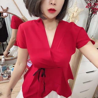 Combo 2 áo sơ mi nơ eo bánh bèo