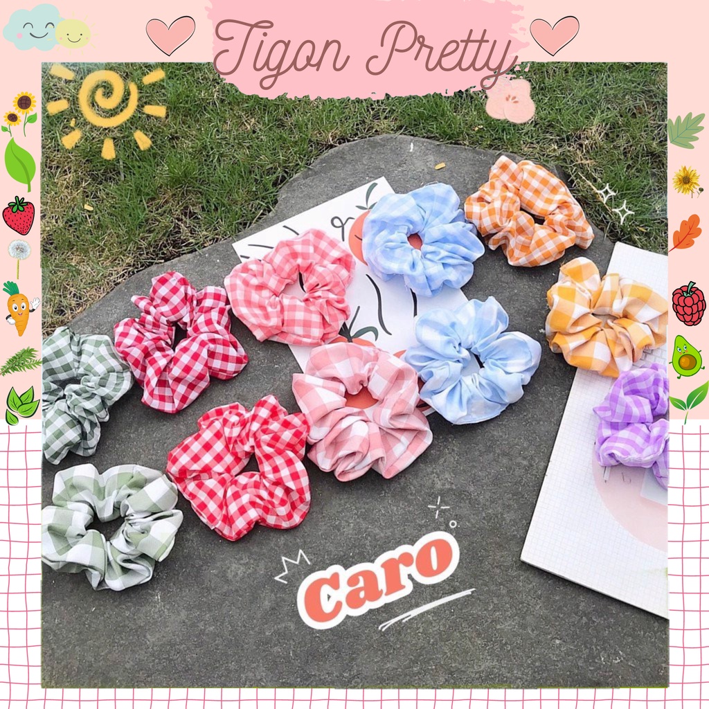 SCRUNCHIES CARO  SIÊU CUTE CỘT TÓC VẢI THỜI TRANG GIÁ RẺ