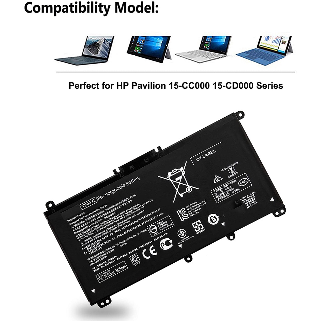 Pin Laptop TF03XL cho HP 14-BK 14-BF 14-BF050WM BF040WM BF102TX BF155TX BF195TX BK091ST BK061ST 15-CC 15-CD 15-CK 17-AR