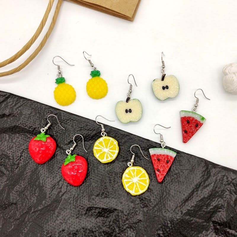 bông tai trái cây, khoen tai hoa quả bằng nhựa