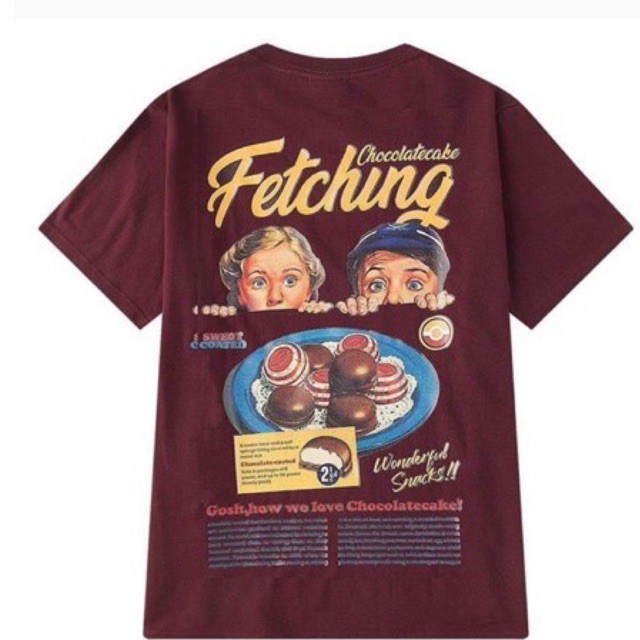 Áo Thun Unisex FETCHING CHOCOLATE❤Màu Đỏ Mận Siêu Kool❤️ Tay Lỡ form rộng Nam/Nữ ❤️ [FREESHIP] | BigBuy360 - bigbuy360.vn