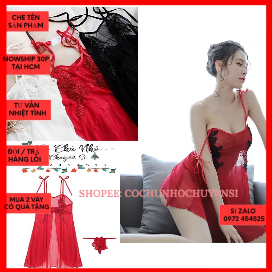 [LL025] - ĐẦM NGỦ SEXY VOAN LƯỚI PHỐI REN HOA NGỰC - VÁY NGỦ SEXY 2 DÂY - CÔ CHỦ NHỎ CHUYÊN SỈ