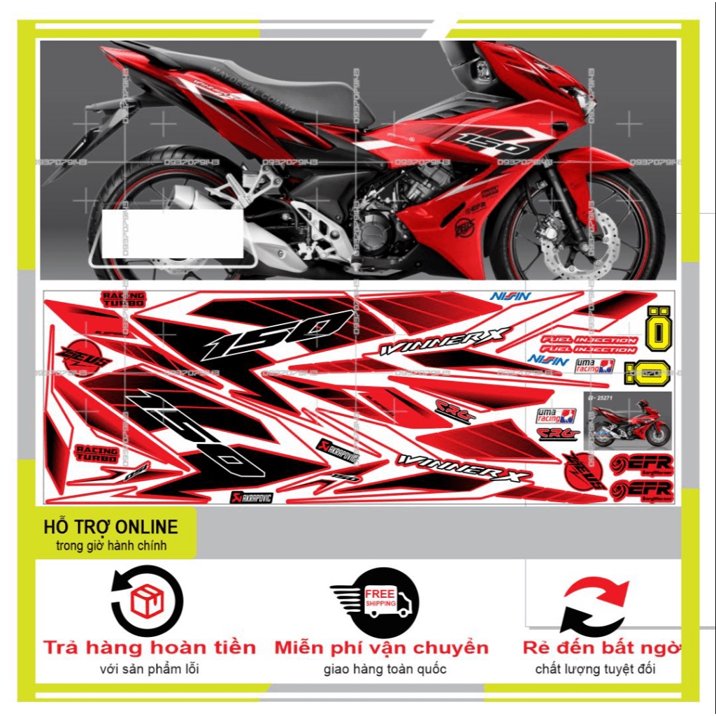 TEM XE WINNER X DÁN XE ĐỎ 25271 -- SHIN DECAL 2