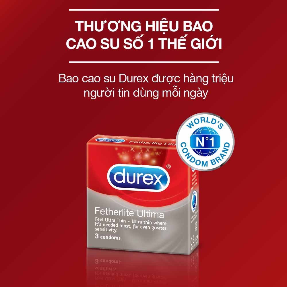 ( Có che tên ) Bao cao su Durex Fetherlite Ultima 3 bao/hộp