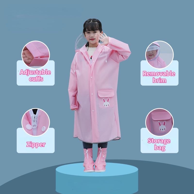 Áo Mưa Toàn Thân Có Dây Thắt Lưng Chống Mưa Chiều Cao 110-160cm Cho Trẻ Em