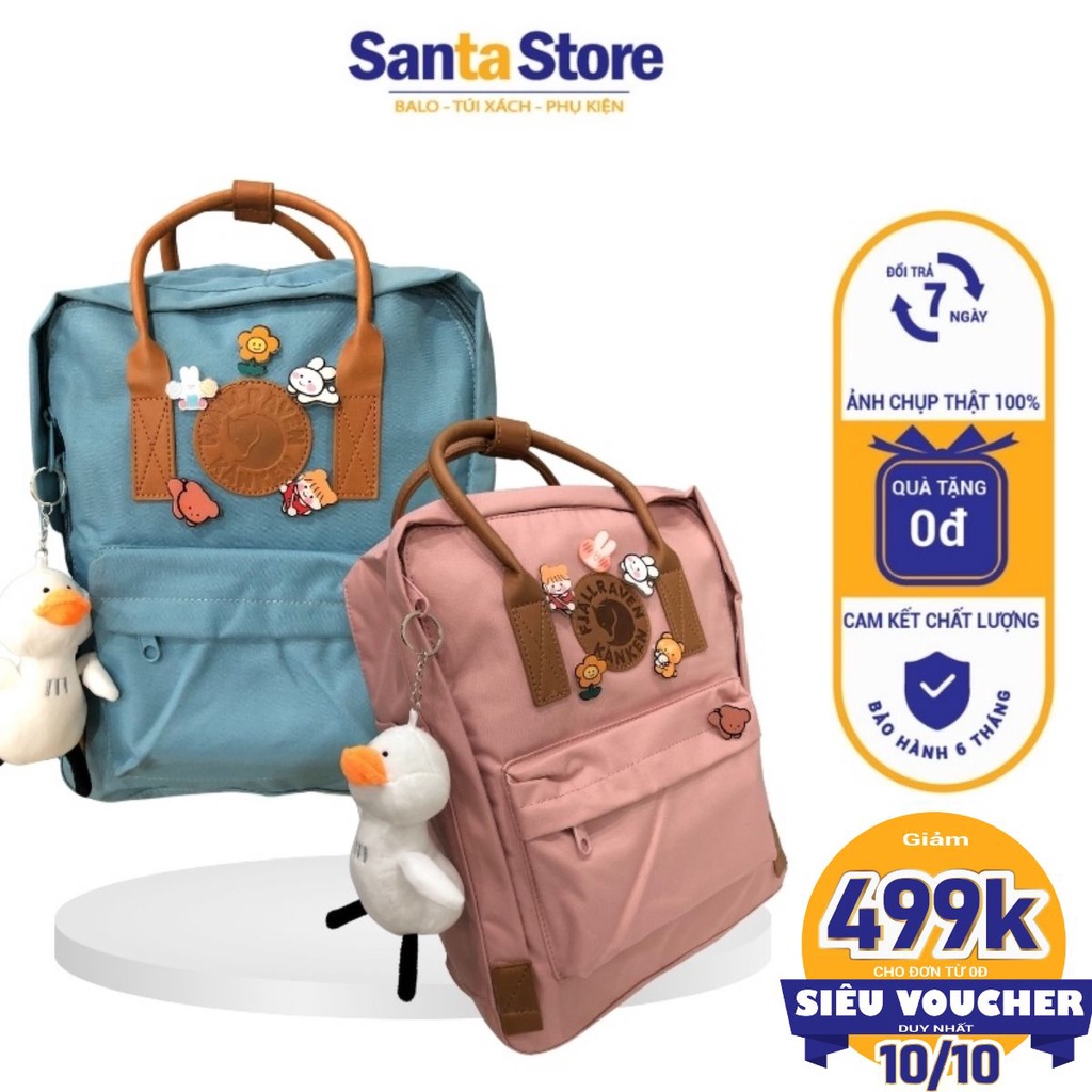Balo thời trang nam nữ Hàn Quốc SANTA STORE KKN2 quai da đi học đựng Laptop, sách vở kiểu basic vải chống nước cao cấp -