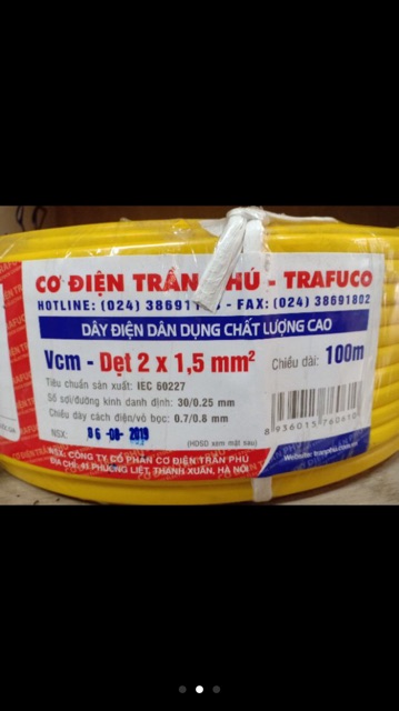 Dây điện đôi Trần Phú chính hãng đủ các cỡ