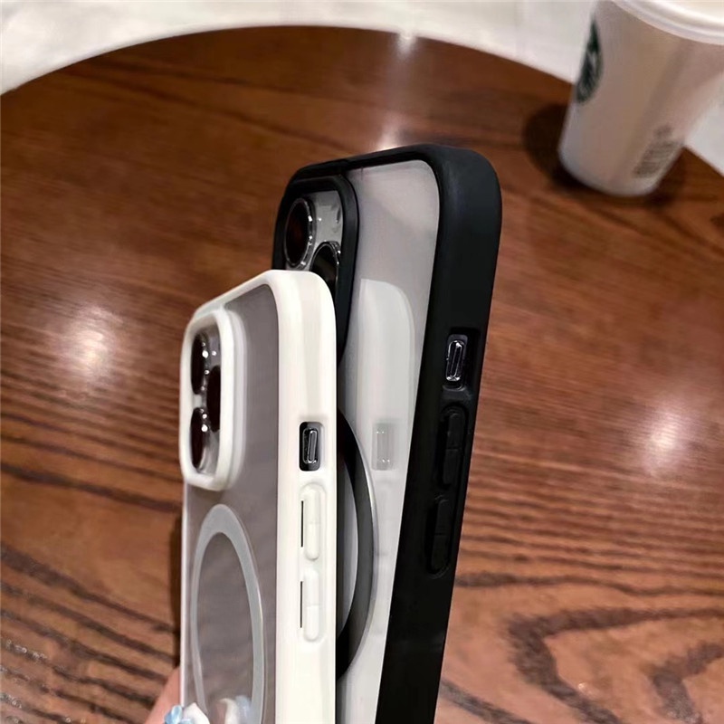 Ốp điện thoại cứng Acrylic trong suốt không dây từ tính cho iPhone 15 14 13 12 Pro Max 11 X XR XS