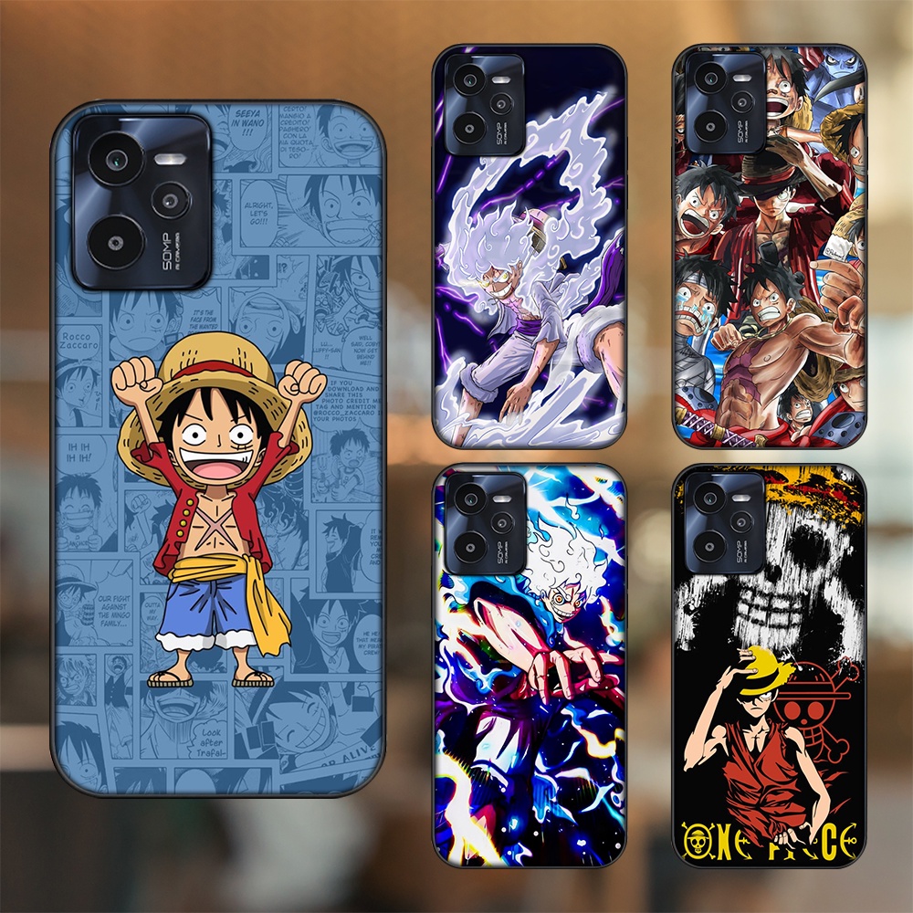 Ốp lưng Realme C35 viền đen in hình Luffy One Piece