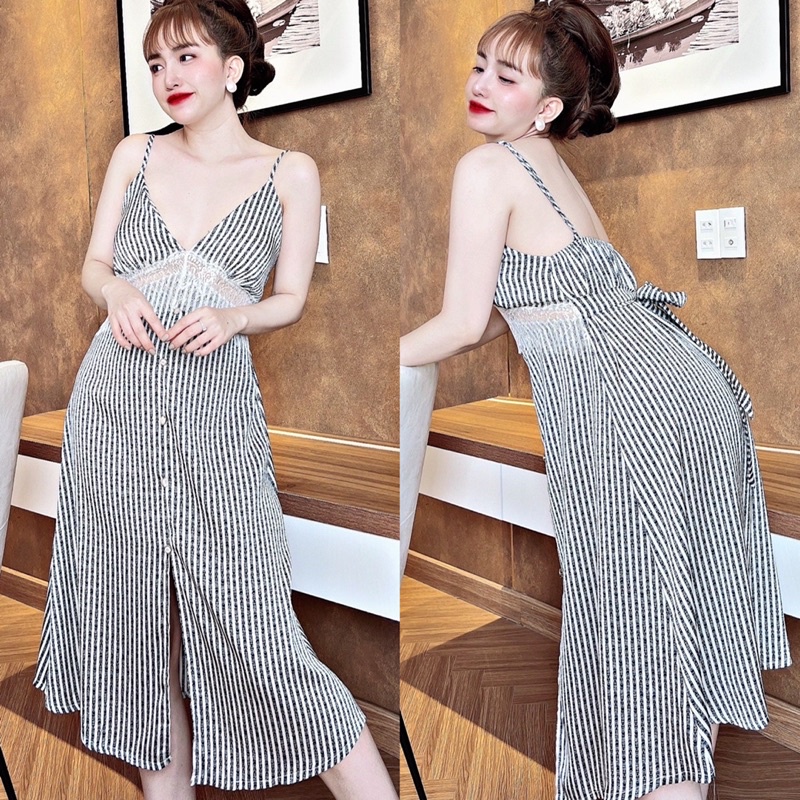 Đầm ngủ sexy mặc nhà LỤA LATIN rút nơ 2 dây cực sang và quyên rũ