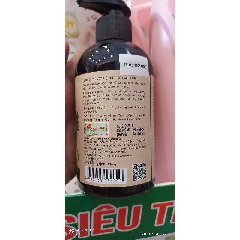 dầu gội chiết xuất hữu cơ thebol 336g