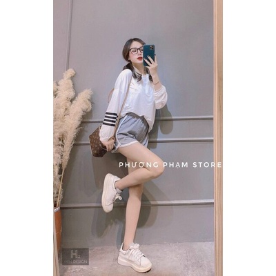 Sét bộ quần xám áo pha kẻ phong cách