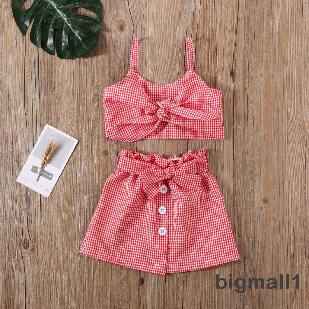 Set Áo 2 Dây Lửng+Chân Váy Chữ A Cho Bé Gái