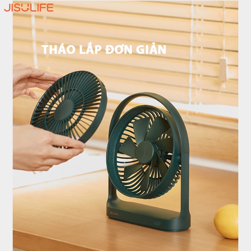 Quạt mini để bàn Jisulife FA19 với 4 chế độ gió, xoay 330 độ linh hoạt, dùng liên tục tới 15h ( Bảo Hành 12t)