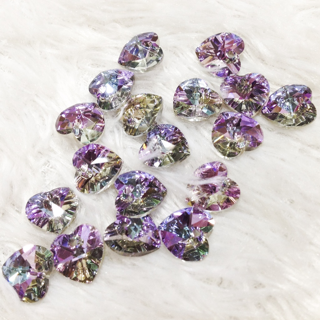 Hạt đá pha lê hình trái tim nhiều màu cao cấp siêu đẹp lấp lánh dùng làm vòng tay sang trọng