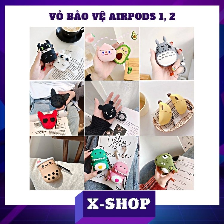 Vỏ bảo vệ bao đựng tai nghe case airpods 1 2 chống va đập dùng được cho tai nghe bluetooth inpods i12