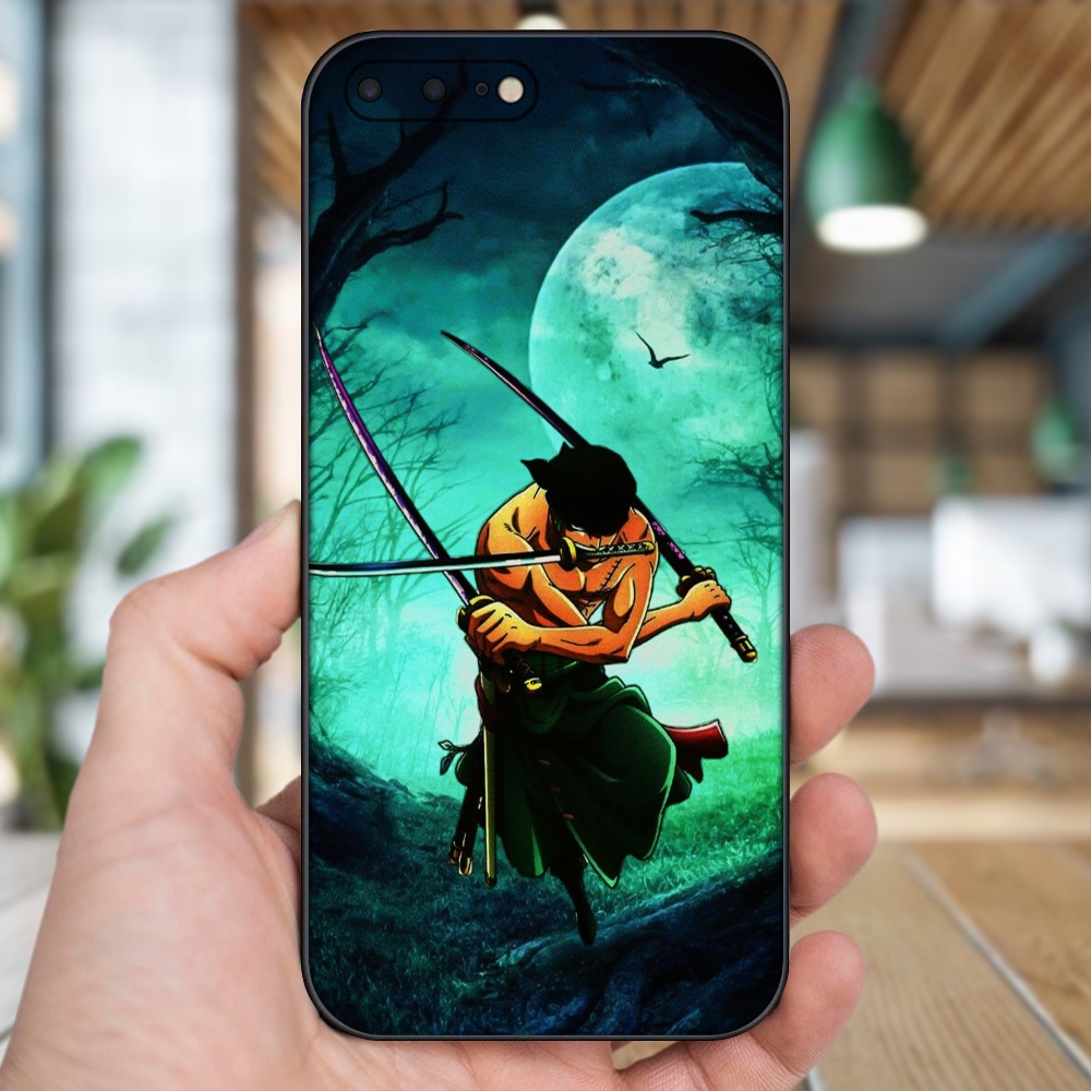 Ốp lưng iPhone 7 Plus, 8 Plus dẻo đen cạnh vuông in hình Zoro One Piece