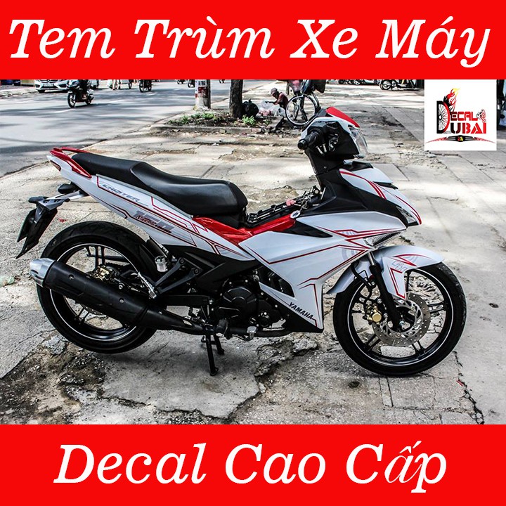 Tem Trùm Xe Exciter 150 Trắng Viền Đỏ