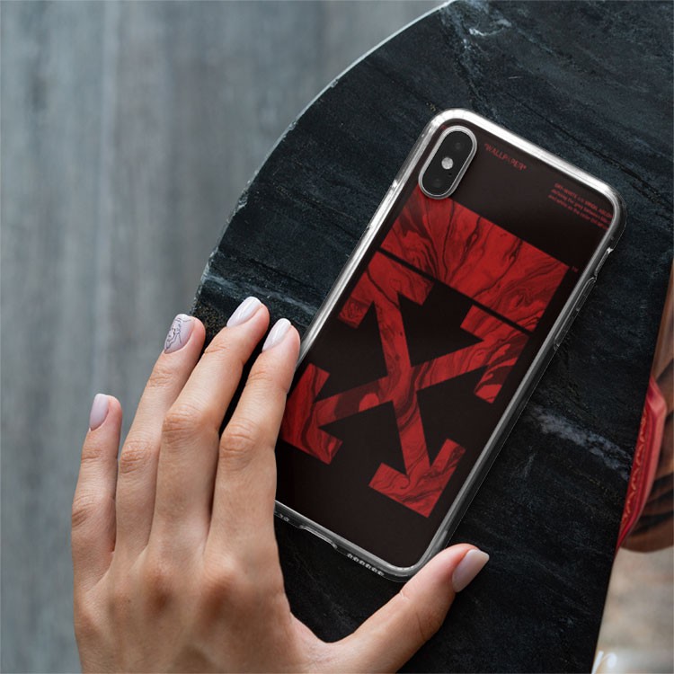 Ốp đt off-white chữ đỏ nền đen chiến binh cho iphone từ 5 đến 12 OFFPOD00043