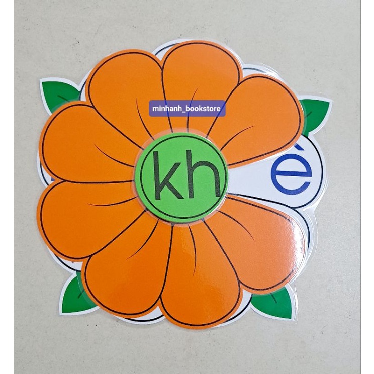 Hoa xoay học chữ cái ghép vần  ép Plastic sẵn nam châm lá