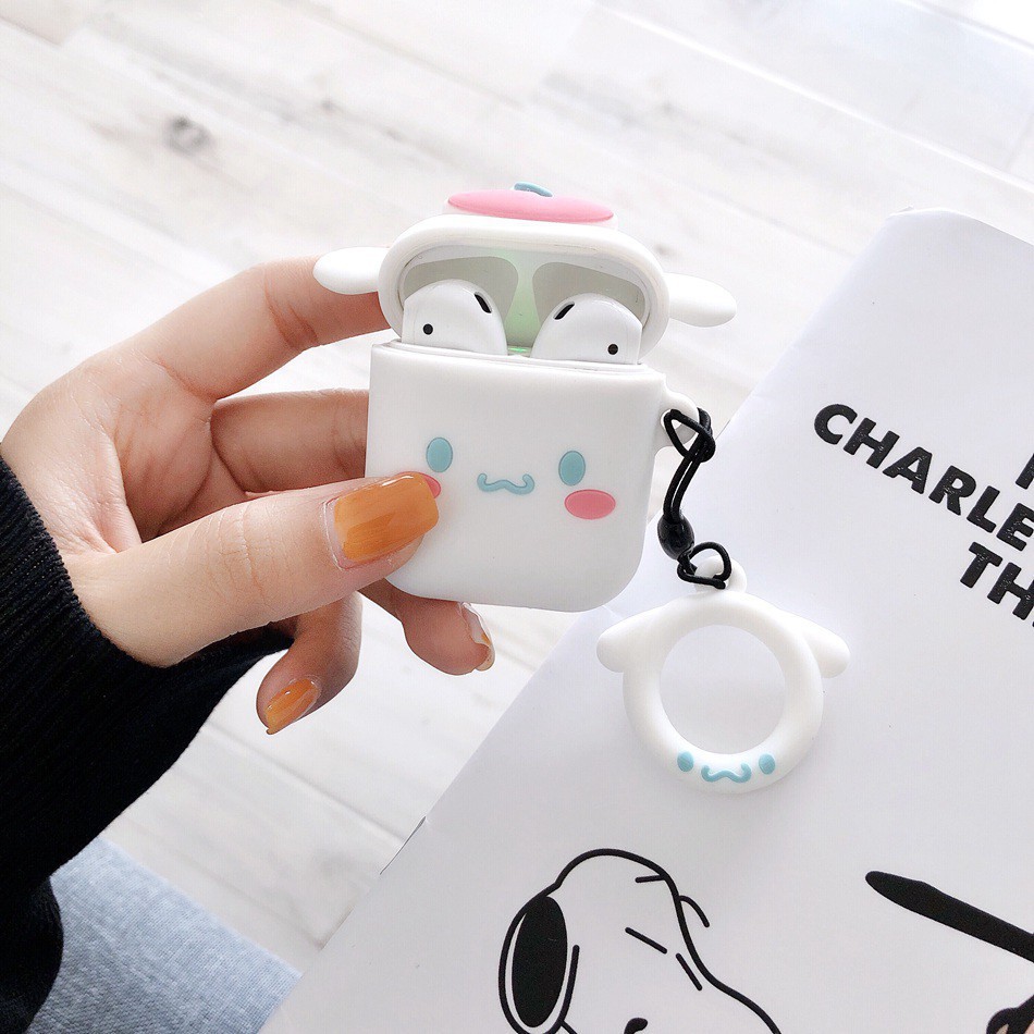 Cute Cartoon Cinnamoroll Melody Earphone Cases Apple Airpods Protect Cover with Finger Ring Strap