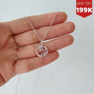 Dây chuyền bạc nữ trăng sao đá trắng