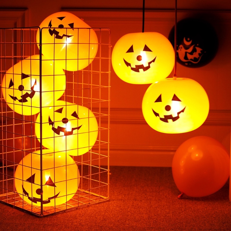 Bong Bóng Latex Hình Bí Ngô Phát Quang Trang Trí Halloween