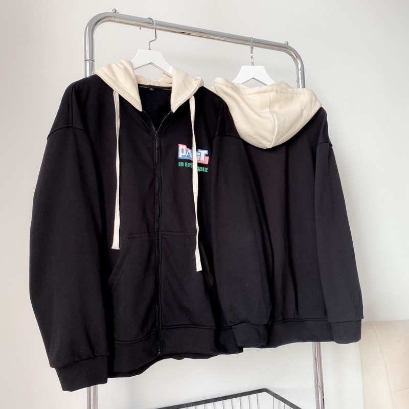 Áo Khoác Hoodie Nỉ Bông Unisex PAST màu ĐEN/NÂU CHOCO/XANH NAVY  Nam nữ unisex/Áo hoodie zip form rộng Jaystoree