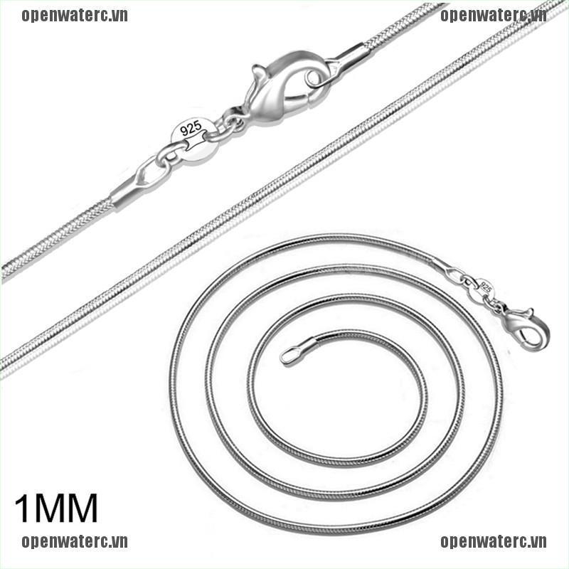 Vòng cổ Mạ Bạc 925 1mm 16 &quot;18&quot; 20 &quot;22&quot; Thời Trang