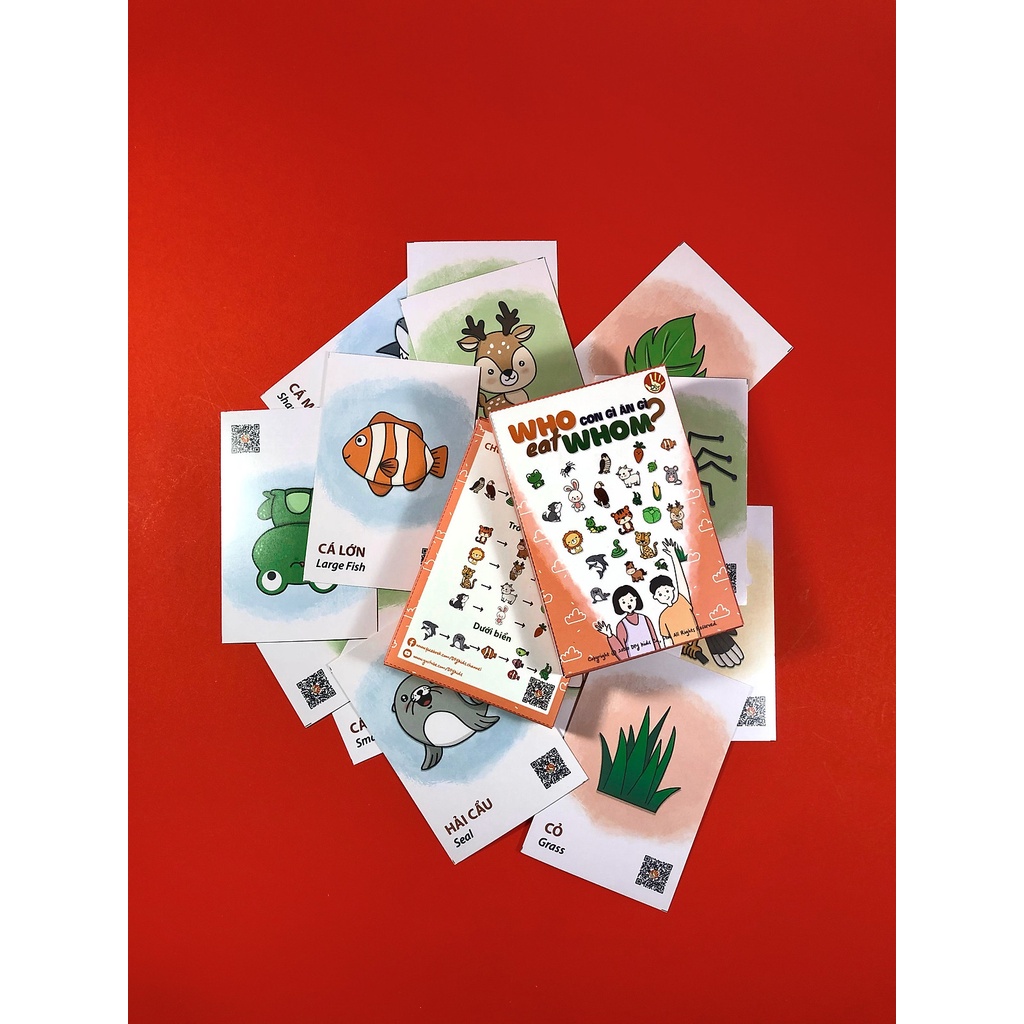 BỘ THẺ HÌNH FLASHCARD SONG NGỮ “WHO EAT WHOM?” - “CON GÌ ĂN GÌ?”