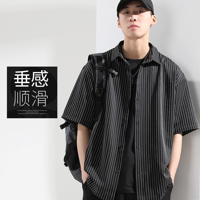 Áo Sơ Mi Kẻ Sọc Tay Nửa Thời Trang Nam Cá Tính t07.30