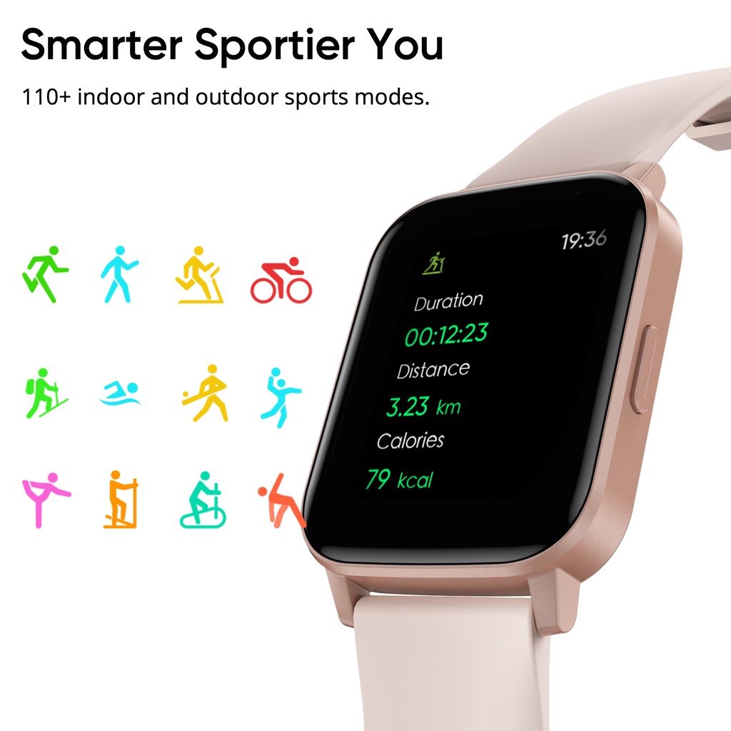 Đồng hồ thông minh Realme TechLife DIZO Watch 2 Sports thể thao màn hình cảm ứng HD  5ATM chống thấm nước