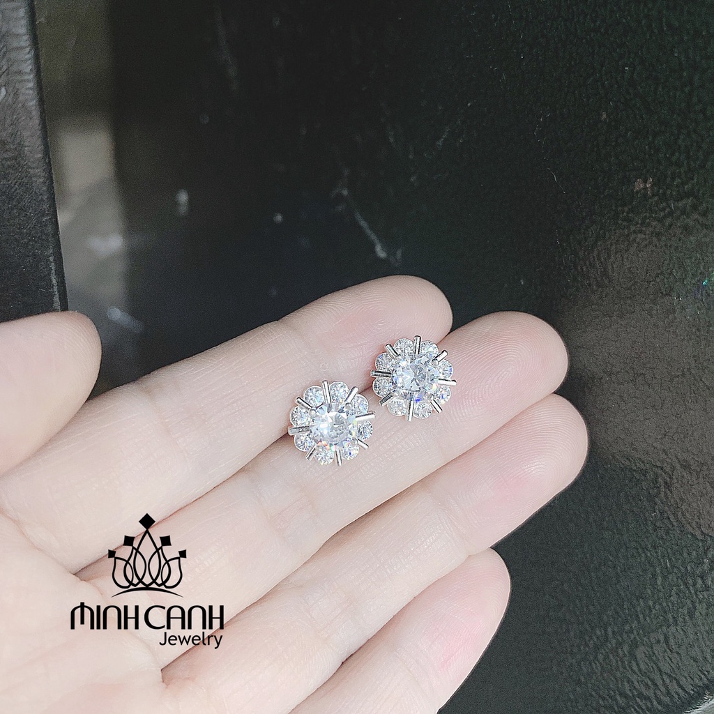 Bông Tai Bạc Hoa Đá - Minh Canh Jewelry