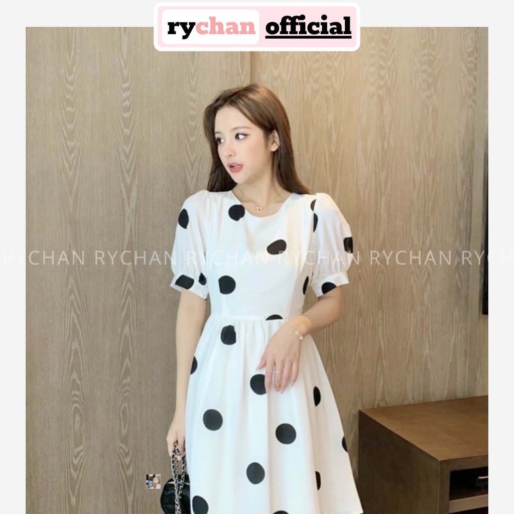 Đầm Xoè Tay Phồng Chấm Bi To - DX9973