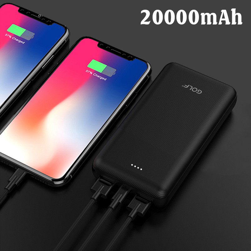 [Mã ELMS5 giảm 7% đơn 300K] Sạc dự phòng Golf G63 20,000mAh /3.7V Li-Polymer - 2 cổng sạc USB - Đen