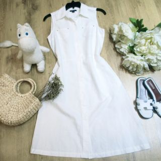 Đầm sơ mi không tay blue tulip