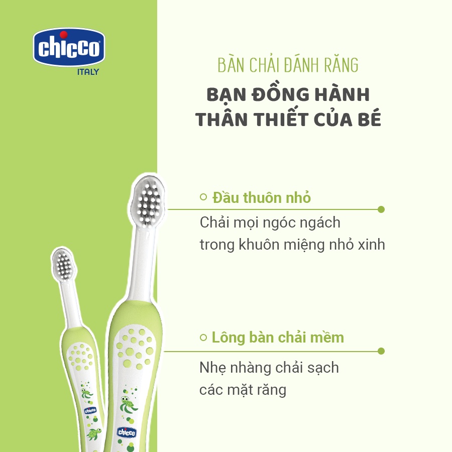 Bàn chải mát-xa lợi màu xanh Chicco cho bé 4M+