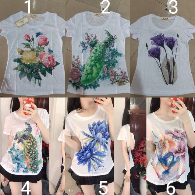 Áo thun giấy đính đá QC cao cấp có size