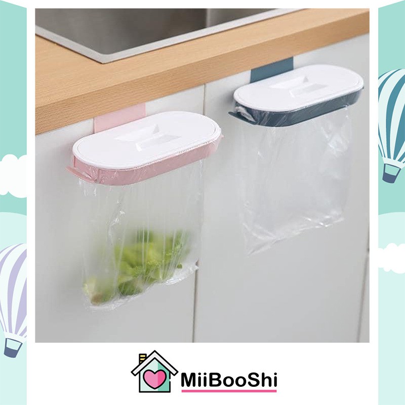 Giá treo túi rác, Kệ treo túi đựng rác bồn rửa có nắp đậy tiện ích MIIBOOSHI PVN17477
