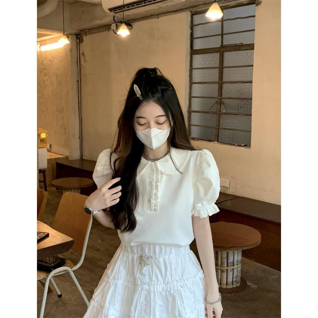 Bộ Áo Sơ Mi Ngắn Tay + Chân Váy Xếp Ly Xinh Xắn Dành Cho Nữ 60984