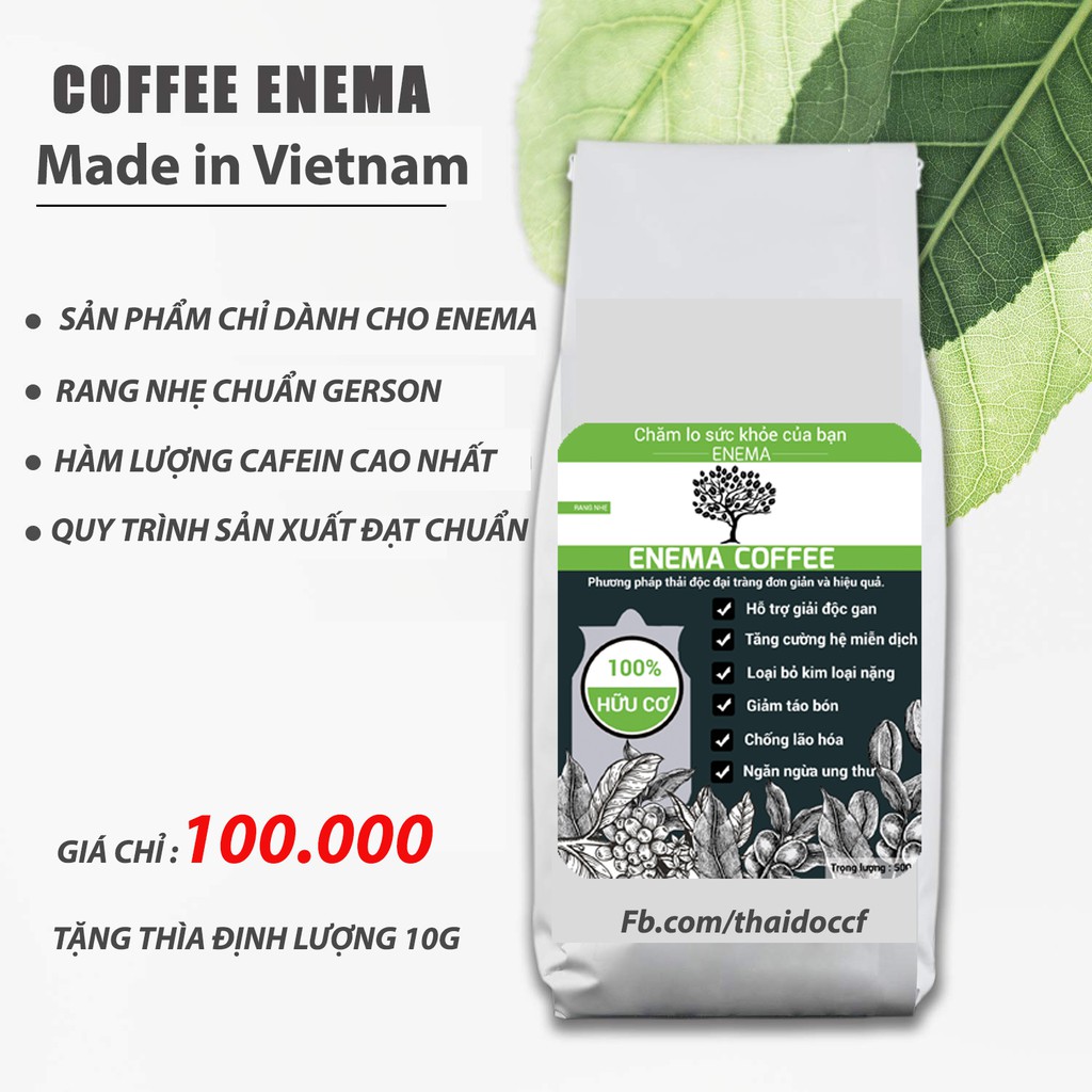 Cà phê thải độc Enema 100% hữu cơ  500gr xuất xứ Việt Nam  Tặng thìa định lượng 10g | BigBuy360 - bigbuy360.vn